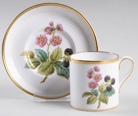 Fruit and Blossom Footed Demitasse Cup & Saucer Set