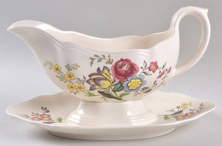 Gainsborough (Marlborough) Gravy Boat with Attached Underplate