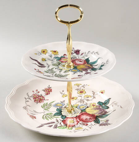 Gainsborough (Marlborough) 6 5/8"-10"  2 Tiered Serving Tray (Dp, Sp) HC