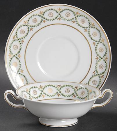 Garland Footed Cream Soup Bowl & Saucer Set