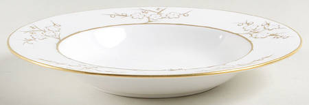 Geisha Gold (Gold Flowers, Gold Trim) Rim Soup Bowl