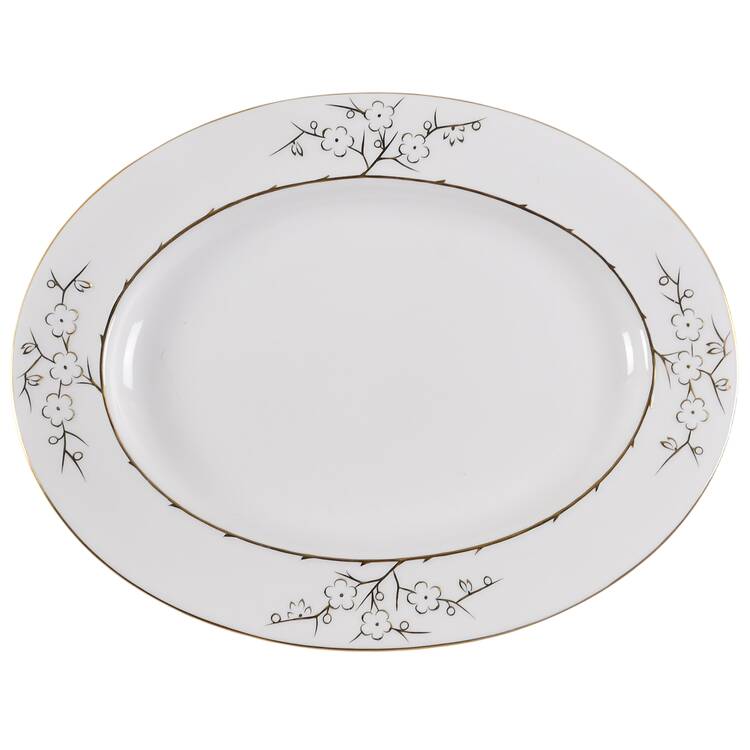 Geisha Gold (Gold Flowers, Gold Trim) 13" Oval Serving Platter