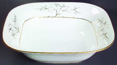 Geisha Gold (Gold Flowers, Gold Trim) 9" Square Vegetable Bowl