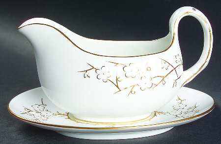 Geisha Gold (Gold Flowers, Gold Trim) Gravy Boat & Underplate