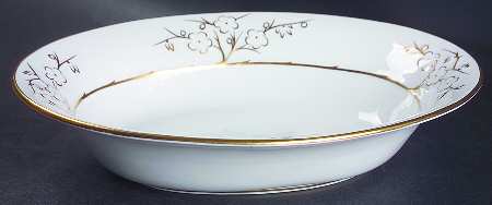 Geisha Gold (Gold Flowers, Gold Trim) 10" Oval Vegetable Bowl