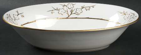 Geisha Gold (Gold Flowers, Gold Trim) 10" Oval Vegetable Bowl