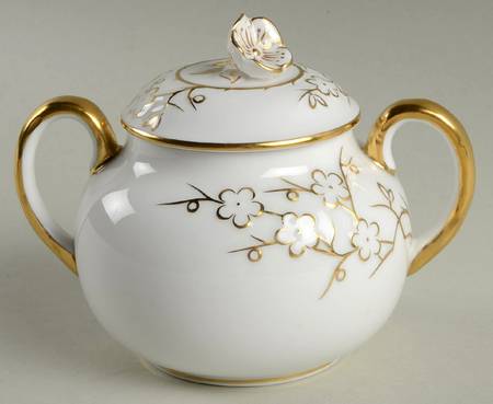 Geisha Gold (Gold Flowers, Gold Trim) Sugar Bowl & Lid