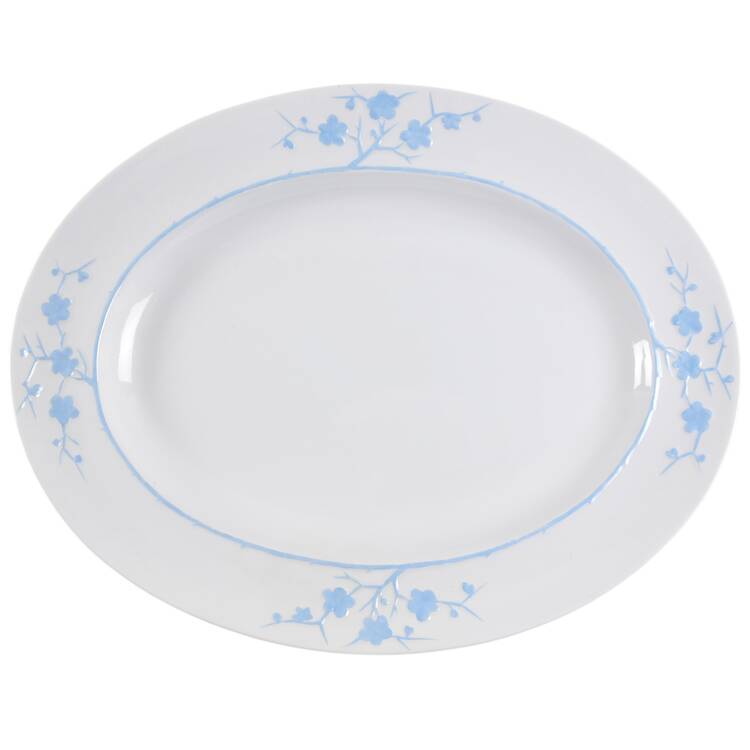 Geisha Light Blue (No Gold Accents) 14" Oval Serving Platter