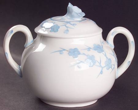Geisha Light Blue (No Gold Accents) Sugar Bowl & Lid