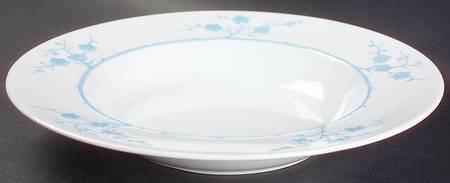 Geisha Light Blue (No Gold Accents) Large Rim Soup Bowl