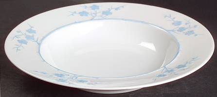 Geisha Light Blue (No Gold Accents) Rim Soup Bowl