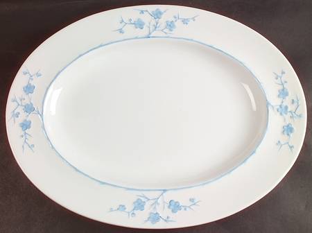 Geisha Light Blue (No Gold Accents) 16" Oval Serving Platter