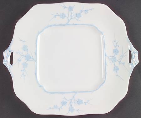 Geisha Light Blue (No Gold Accents) Square Handled Cake Plate