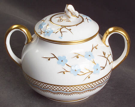 Geisha Light Blue (Gold Accents) Sugar Bowl & Lid