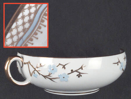 Geisha Light Blue (Gold Accents) Flat Cream Soup Bowl
