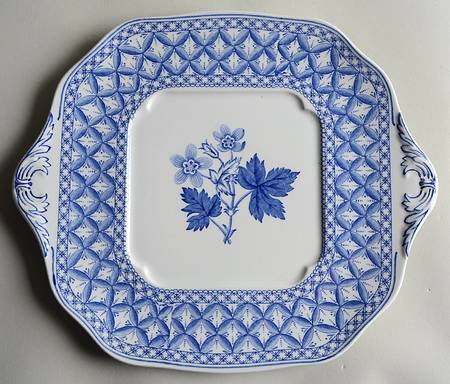 Geranium Blue (Older) Square Handled Cake Plate