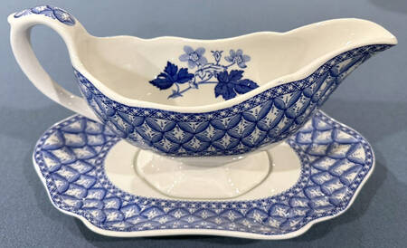 Geranium Blue (Older) Gravy Boat & Underplate