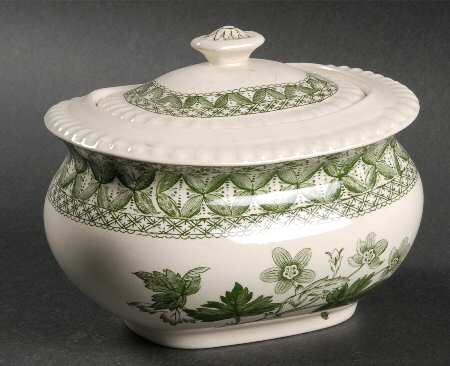 Geranium Green (Gadroon Shape, Older) Sugar Bowl & Lid