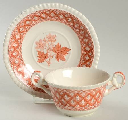 Geranium Red Flat Bouillon Cup & Saucer