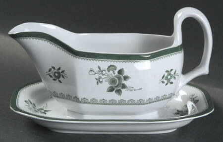 Gloucester Green (Fine Stone) Gravy Boat with Attached Underplate