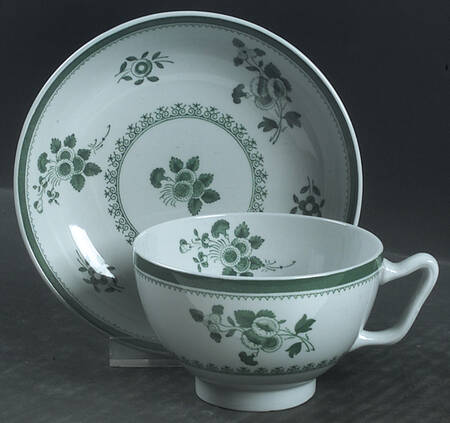 Gloucester Green (Fine Stone) Canton Shape Footed Cup & Saucer Set