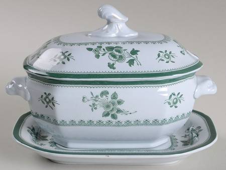 Gloucester Green (Fine Stone) Sauce Boat & Lid with Underplate