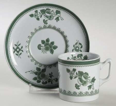 Gloucester Green (Fine Stone) Flat Demitasse Cup & Saucer Set
