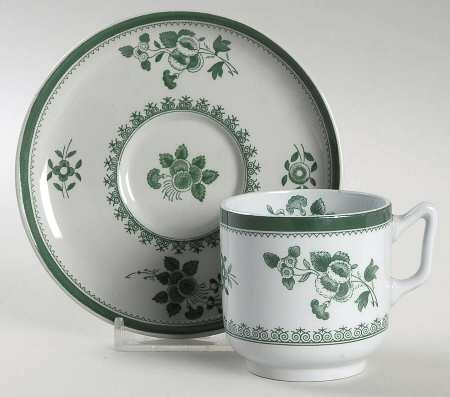 Gloucester Green (Fine Stone) Footed Demitasse Cup & Saucer Set