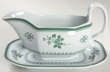 Gloucester Green (Fine Stone) Gravy Boat & Underplate