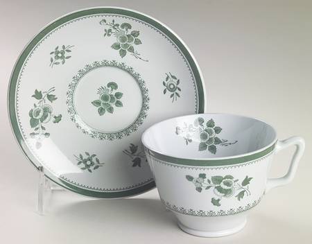 Gloucester Green (Fine Stone) London Shape Footed Cup & Saucer Set