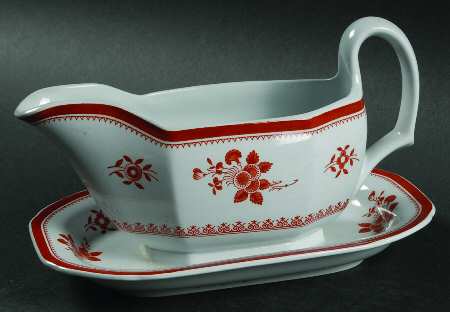 Gloucester Red (Fine Stone) Gravy Boat with Attached Underplate