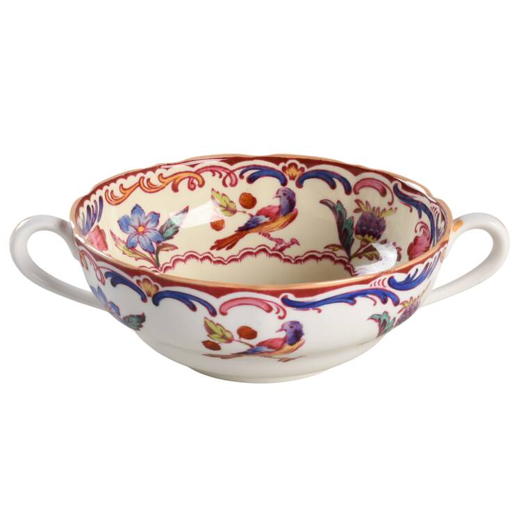 Gobelin (Scalloped, Yellow Trim) Flat Cream Soup Bowl
