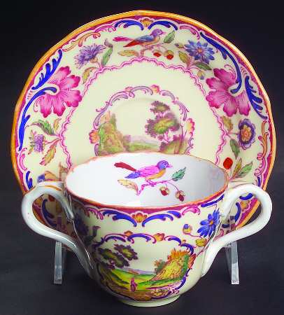 Gobelin (Scalloped, Yellow Trim) Flat Bouillon Cup & Saucer