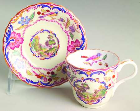 Gobelin (Scalloped, Yellow Trim) Flat Demitasse Cup & Saucer Set