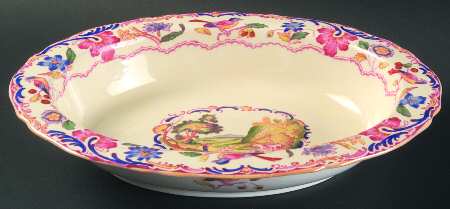 Gobelin (Scalloped, Yellow Trim) 9" Oval Vegetable Bowl