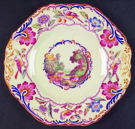 Gobelin (Scalloped, Yellow Trim) Handled Cake Plate