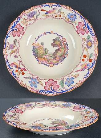 Gobelin (Scalloped, Yellow Trim) Large Rim Soup Bowl