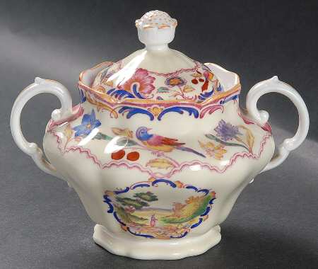 Gobelin (Scalloped, Yellow Trim) Sugar Bowl & Lid