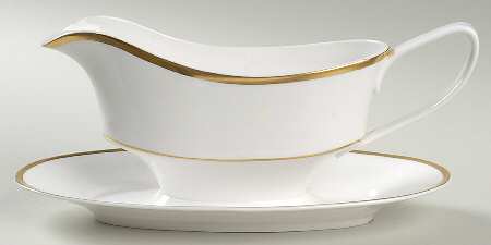 Golden Eternity Gravy Boat with Attached Underplate