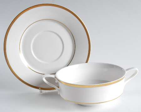 Golden Eternity Flat Cream Soup Bowl & Saucer Set