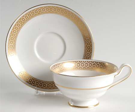 Golden Honeycomb Footed Cup & Saucer Set