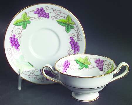 Grapevine Footed Bouillon Cup & Saucer