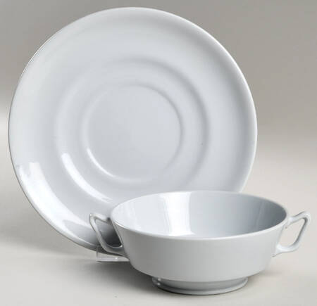 Graystone (New Stone) Footed Cream Soup Bowl & Saucer Set