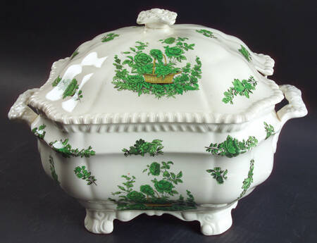 Green Basket (Earthenware, Gadroon, Not Trim) Tureen &  Lid