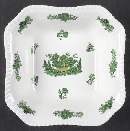Green Basket (Earthenware, Gadroon, Not Trim) 9" Square Vegetable Bowl