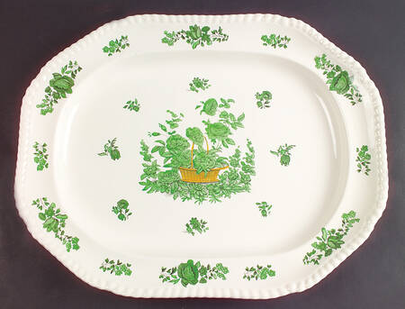 Green Basket (Earthenware, Gadroon, Not Trim) 17" Oval Serving Platter