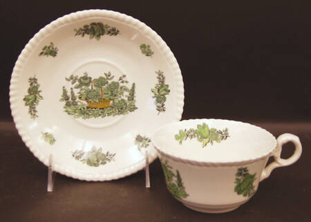 Green Basket (Earthenware, Gadroon, Not Trim) Oversized Cup & Saucer Set