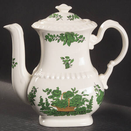 Green Basket (Earthenware, Gadroon, Not Trim) Small Coffee Pot & Lid