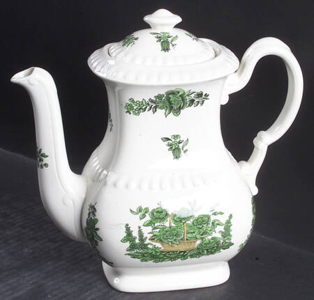 Green Basket (Earthenware, Gadroon, Not Trim) Coffee Pot & Lid