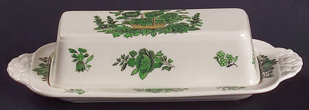Green Basket (Earthenware, Gadroon, Not Trim) 1/4 Lb Covered Butter